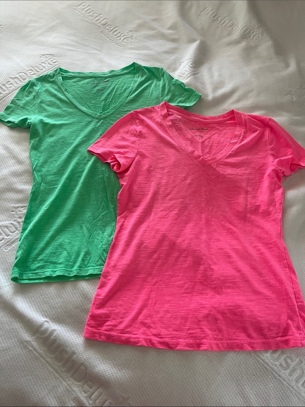 Universal Thread Women's Short Sleeve V-Neck Tees in Hot Pink and Bright Green